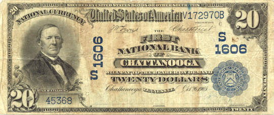 $20 1st NB Chattanooga Ch1606 1902 PB